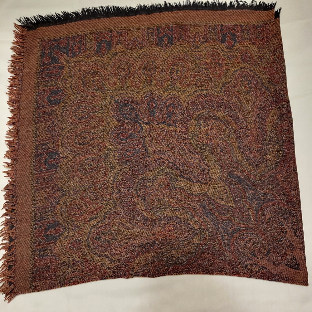 Perry Ellis Multicolor Textured Scarf 52 in by 52 in 100 % Wool Made In Japan